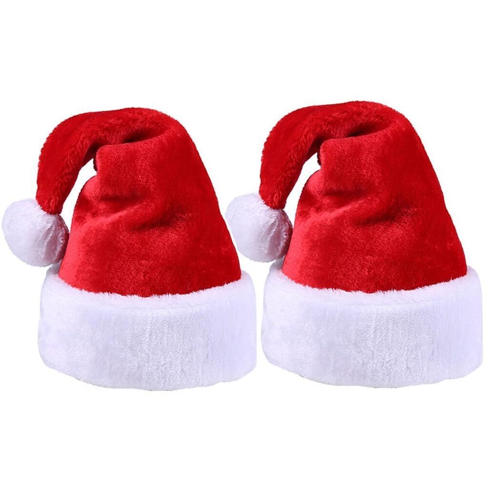 8926 2pcs Children Christmas Santa Hat Kids' Luxury Thickened Short Plush